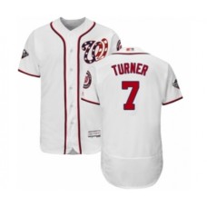 Men's Washington Nationals #7 Trea Turner White Home Flex Base Authentic Collection 2019 World Series Bound Baseball Stitched Jersey