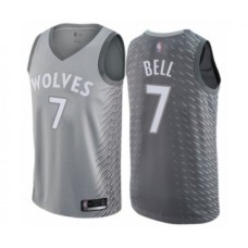 Men's Minnesota Timberwolves #7 Jordan Bell Authentic Gray Basketball Stitched Jersey - City Edition