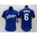 Men's Nike Los Angeles Dodgers #6 Trea Turner Blue Elite City Player Stitched Jersey