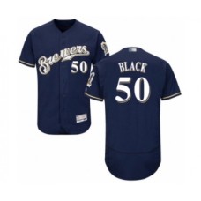 Men's Milwaukee Brewers #50 Ray Black Navy Blue Alternate Flex Base Authentic Collection Baseball Player Stitched Jersey