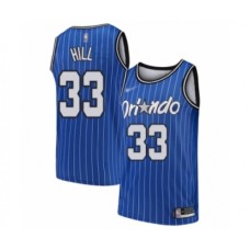 Men's Orlando Magic #33 Grant Hill Authentic Blue Hardwood Classics Basketball Stitched Jersey