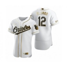 Men's Baltimore Orioles #12 Roberto Alomar Nike White Authentic Golden Edition Stitched Jersey