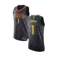 Men's Atlanta Hawks #1 Evan Turner Authentic Black Basketball Stitched Jersey - Icon Edition