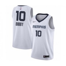 Men's Memphis Grizzlies #10 Mike Bibby Authentic White Finished Basketball Stitched Jersey - Association Edition