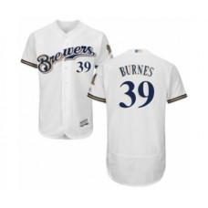 Men's Milwaukee Brewers #39 Corbin Burnes White Alternate Flex Base Authentic Collection Baseball Player Stitched Jersey