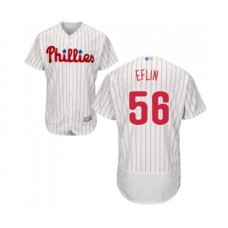 Men's Philadelphia Phillies #56 Zach Eflin White Home Flex Base Authentic Collection Baseball Jersey