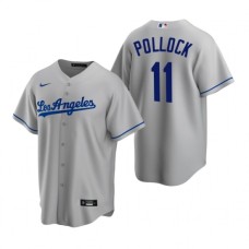 Men's Nike Los Angeles Dodgers #11 A.J. Pollock Gray Road Stitched Baseball Jersey