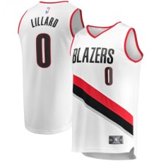 Men's Portland Trail Blazers #0 Damian Lillard Fanatics Branded White 2020-21 Fast Break Replica Stitched Jersey