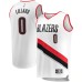 Men's Portland Trail Blazers #0 Damian Lillard Fanatics Branded White 2020-21 Fast Break Replica Stitched Jersey