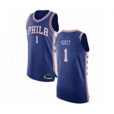 Men's Philadelphia 76ers #1 Mike Scott Authentic Blue Basketball Stitched Jersey - Icon Edition