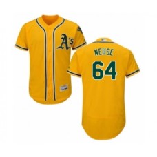 Men's Oakland Athletics #64 Sheldon Neuse Gold Alternate Flex Base Authentic Collection Baseball Player Stitched Jersey