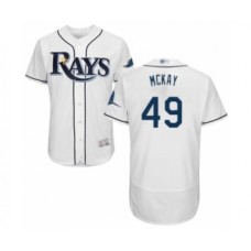 Men's Tampa Bay Rays #49 Brendan McKay Home White Home Flex Base Authentic Collection Baseball Player Stitched Jersey