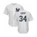 Men's New York Yankees #34 J.A. Happ Authentic White Team Logo Fashion Baseball Jersey