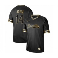 Men's Atlanta Braves #14 Matt Joyce Authentic Black Gold Fashion Baseball Stitched Jersey