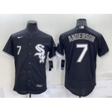 Men's Chicago White Sox #7 Tim Anderson Number Black Stitched MLB Flex Base Nike Jersey