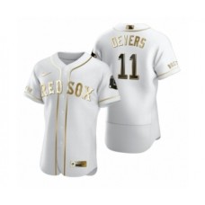 Men's Boston Red Sox #11 Rafael Devers Nike White Authentic Golden Edition Stitched Jersey