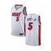 Men's Miami Heat #5 Derrick Jones Jr Authentic White Basketball Stitched Jersey - Association Edition