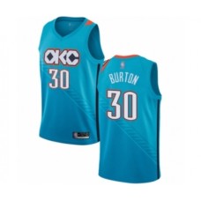 Men's Oklahoma City Thunder #30 Deonte Burton Authentic Turquoise Basketball Stitched Jersey - City Edition