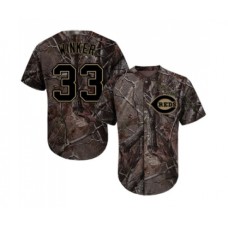 Men's Cincinnati Reds #33 Jesse Winker Authentic Camo Realtree Collection Flex Base Baseball Jersey