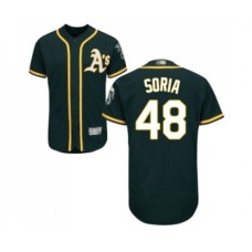 Men's Oakland Athletics #48 Joakim Soria Green Alternate Flex Base Authentic Collection Baseball Jersey