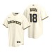 Men's Nike Milwaukee Brewers #18 Keston Hiura Cream Home Stitched Baseball Jersey