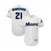 Men's Miami Marlins #21 Curtis Granderson White Home Flex Base Authentic Collection Baseball Jersey