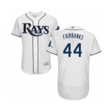 Men's Tampa Bay Rays #44 Peter Fairbanks Home White Home Flex Base Authentic Collection Baseball Player Stitched Jersey