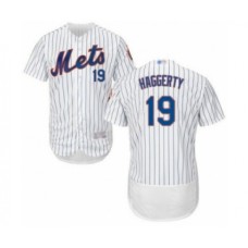 Men's New York Mets #19 Sam Haggerty White Home Flex Base Authentic Collection Baseball Player Stitched Jersey