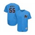 Men's Miami Marlins #55 Jon Berti Blue Alternate Flex Base Authentic Collection Baseball Player Stitched Jersey