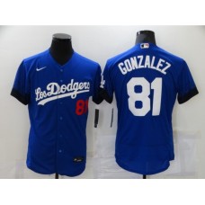 Men's Los Angeles Dodgers #81 Victor Gonzalez Blue Elite City Player Stitched Jersey