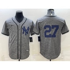 Men's New York Yankees #27 Giancarlo Stanton No Name Grey Gridiron Cool Base Stitched Jerseys