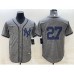 Men's New York Yankees #27 Giancarlo Stanton No Name Grey Gridiron Cool Base Stitched Jerseys