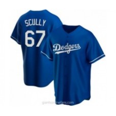 Men's Los Angeles Dodgers #67 Vin Scully Blue Stitched MLB Cool Base Nike Jersey