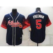 Men's Atlanta Braves #5 Freddie Freeman 2021 City Connect Navy Cool Base Stitched Baseball Jersey