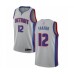 Men's Detroit Pistons #12 Tim Frazier Authentic Silver Basketball Stitched Jersey Statement Edition