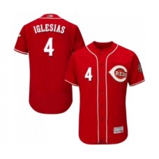 Men's Cincinnati Reds #4 Jose Iglesias Red Alternate Flex Base Authentic Collection Baseball Jersey