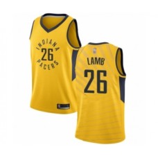 Men's Indiana Pacers #26 Jeremy Lamb Authentic Gold Basketball Jersey Statement Edition