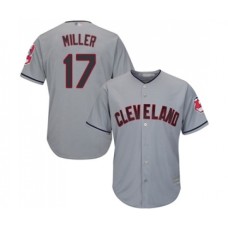 Men's Cleveland Indians #17 Brad Miller Replica Grey Road Cool Base Baseball Jersey