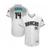 Men's Arizona Diamondbacks #14 Caleb Joseph White Teal Alternate Authentic Collection Flex Base Baseball Jersey