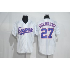 Mitchell And Ness Montreal Expos #27 Vladimir Guerrero White Strip Throwback Stitched Baseball Jersey