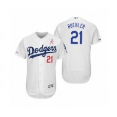 Men's Walker Buehler Los Angeles Dodgers #21 White 2019 Mothers Day Flex Base Home Stitched Jersey