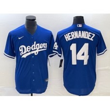 Men's Nike Los Angeles Dodgers #14 Enrique Hernandez Blue Stitched Cool Base Jersey