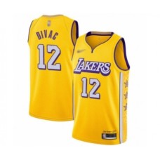 Men's Los Angeles Lakers #12 Vlade Divac Swingman Gold 2019-20 City Edition Basketball Stitched Jersey