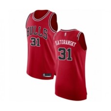 Men's Chicago Bulls #31 Tomas Satoransky Authentic Red Basketball Jersey - Icon Edition