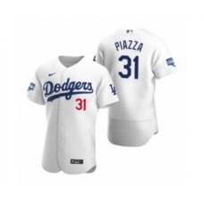 Men's Los Angeles Dodgers #31 Mike Piazza White 2020 World Series Champions Authentic Stitched Jersey