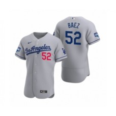 Men's Los Angeles Dodgers #52 Pedro Baez Gray 2020 World Series Champions Authentic Stitched Jerseys