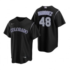 Men's Nike Colorado Rockies #48 German Marquez Black Alternate Stitched Baseball Jersey