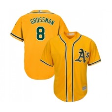 Men's Oakland Athletics #8 Robbie Grossman Replica Gold Alternate 2 Cool Base Baseball Jersey