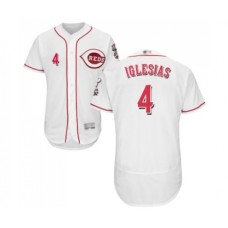 Men's Cincinnati Reds #4 Jose Iglesias White Home Flex Base Authentic Collection Baseball Jersey