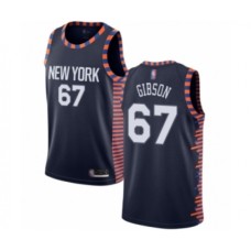 Men's New York Knicks #67 Taj Gibson Authentic Navy Blue Basketball Jersey - 2018 19 City Edition